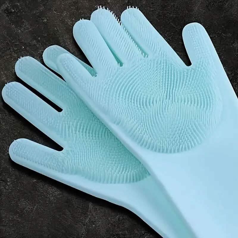 2-Pieces: 2-in-1 Pet Dog Bath Gloves with Silicone Brush