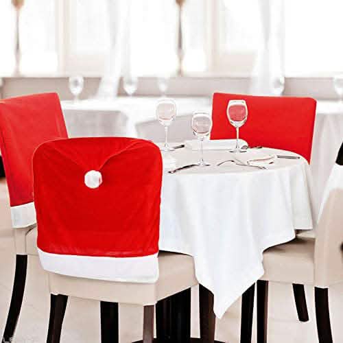 2-Pieces: Red Hat Dining Chair Slipcovers