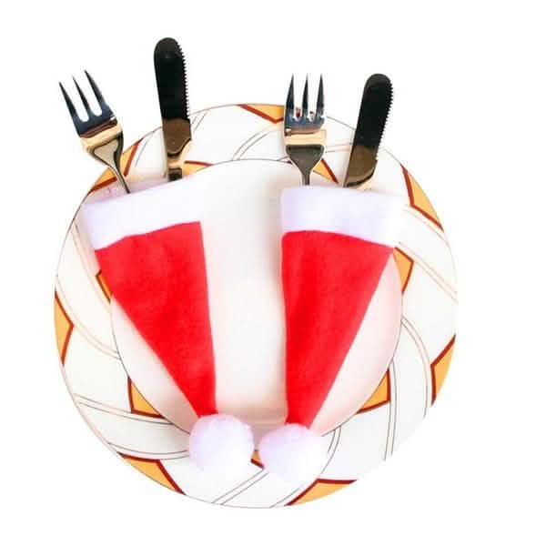 20-Piece: Christmas Santa Hat Silverware Storage Bag