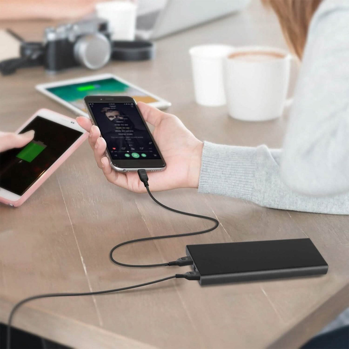 20000mAh Power Bank Portable External Battery Pack with Dual USB Output Ports Type C Micro USB Input
