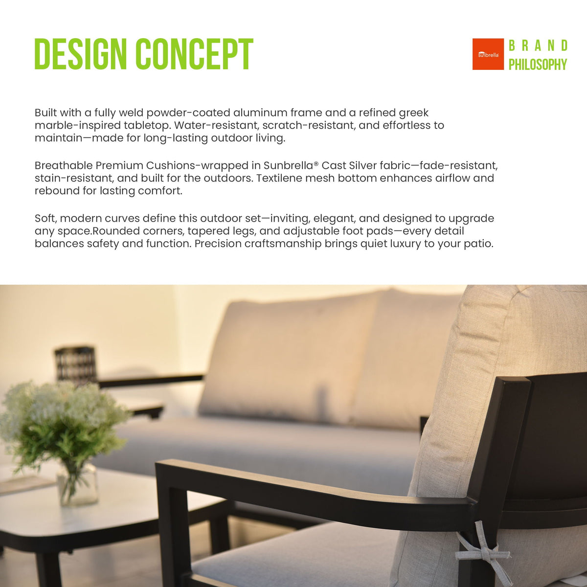 Outdoor Lounge Chair With Ember Frame, Sunbrella Cast Cushion, Weather Resistant - Ember Black