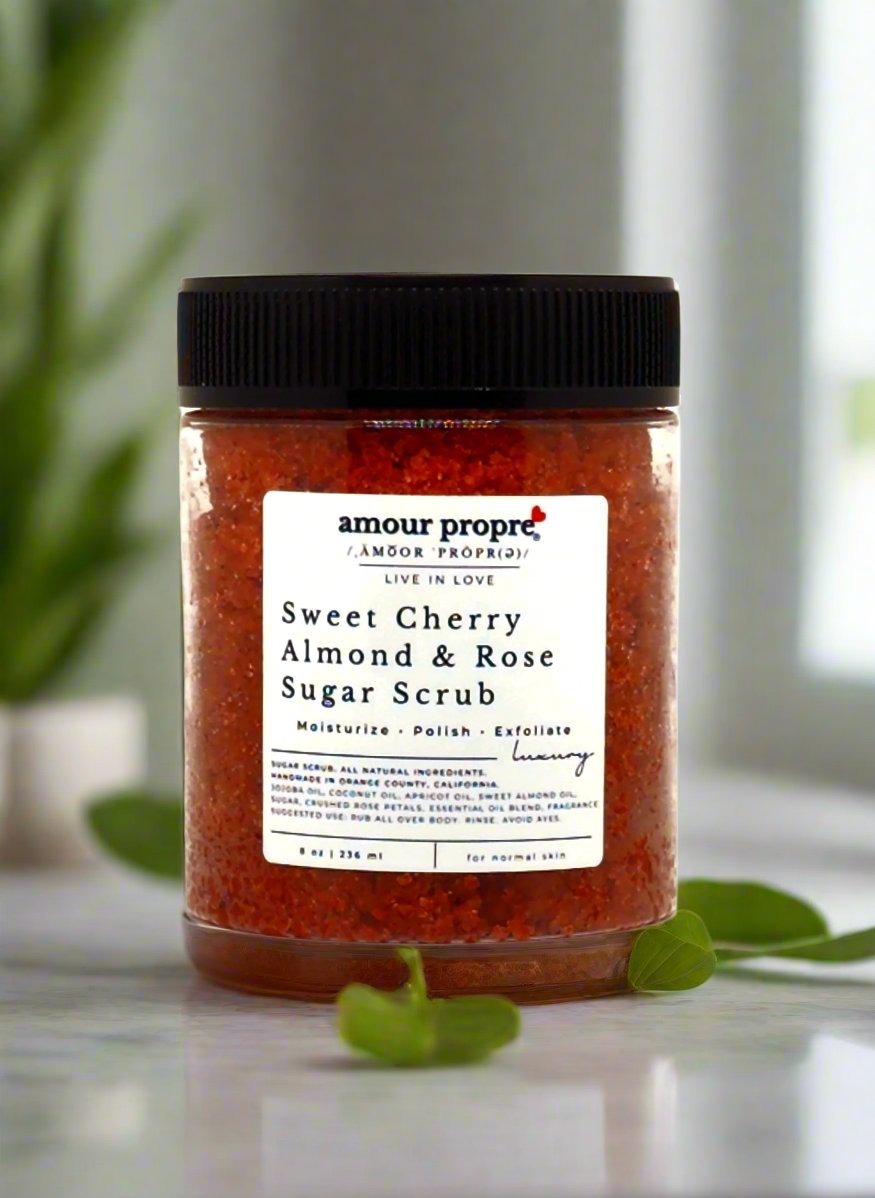 Sweet Cherry Almond & Rose Sugar Scrub - Body Polish and Moisturizer