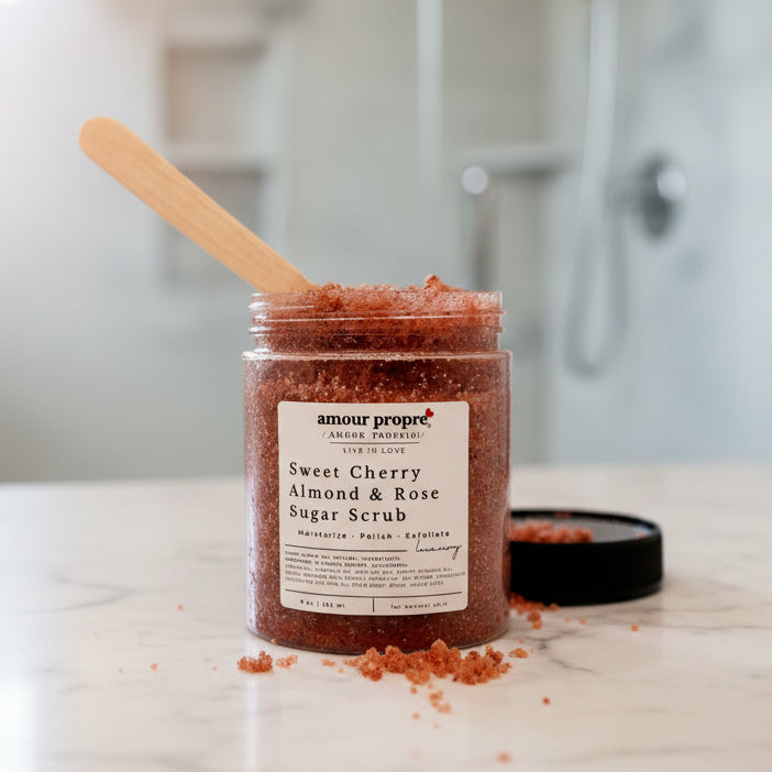 Sweet Cherry Almond & Rose Sugar Scrub - Body Polish and Moisturizer