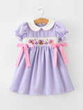 Thanksgiving Turkey Smocked Plaid Bow Girls Dress