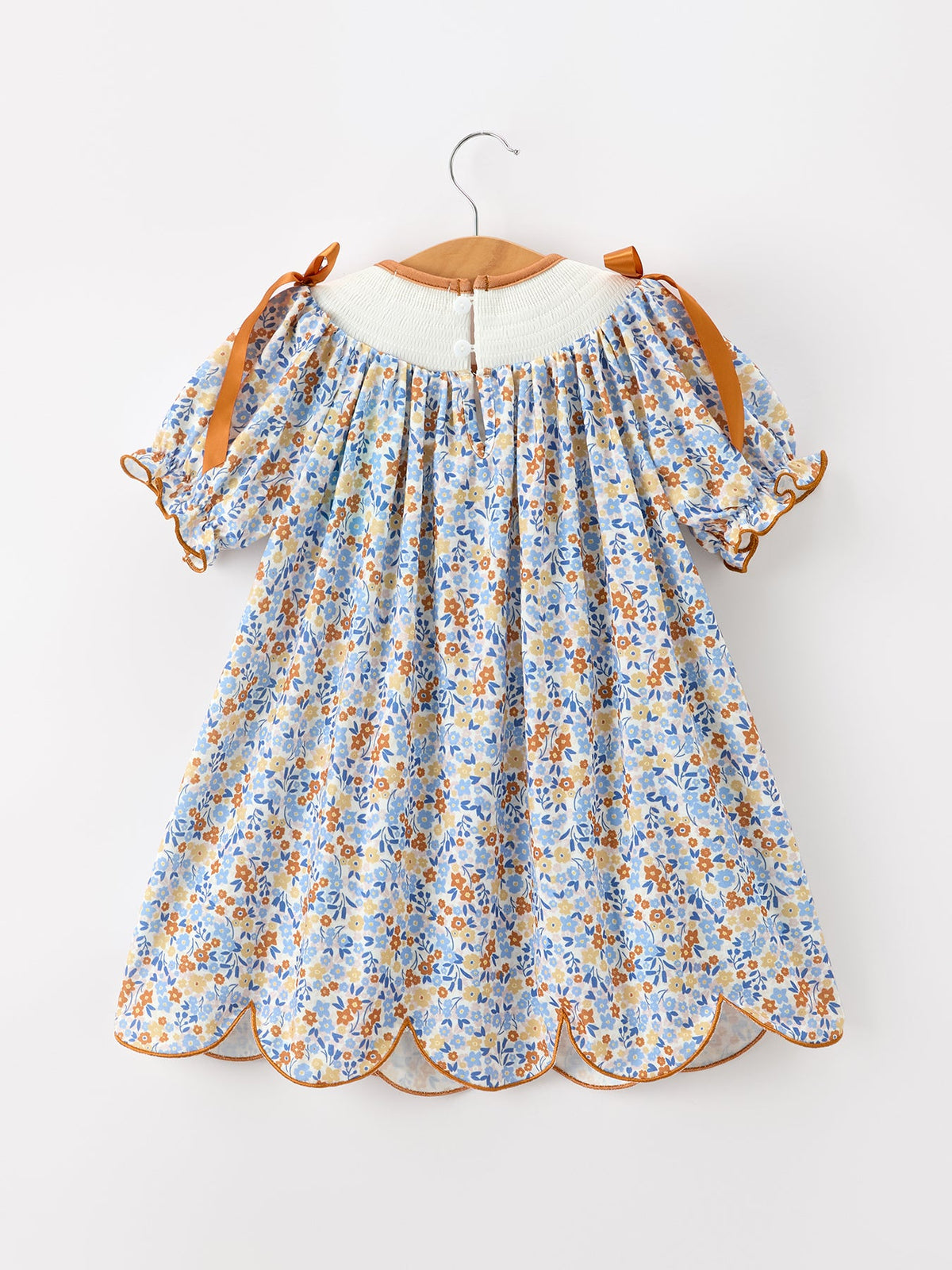 Fall Floral Smocked Girls Dress