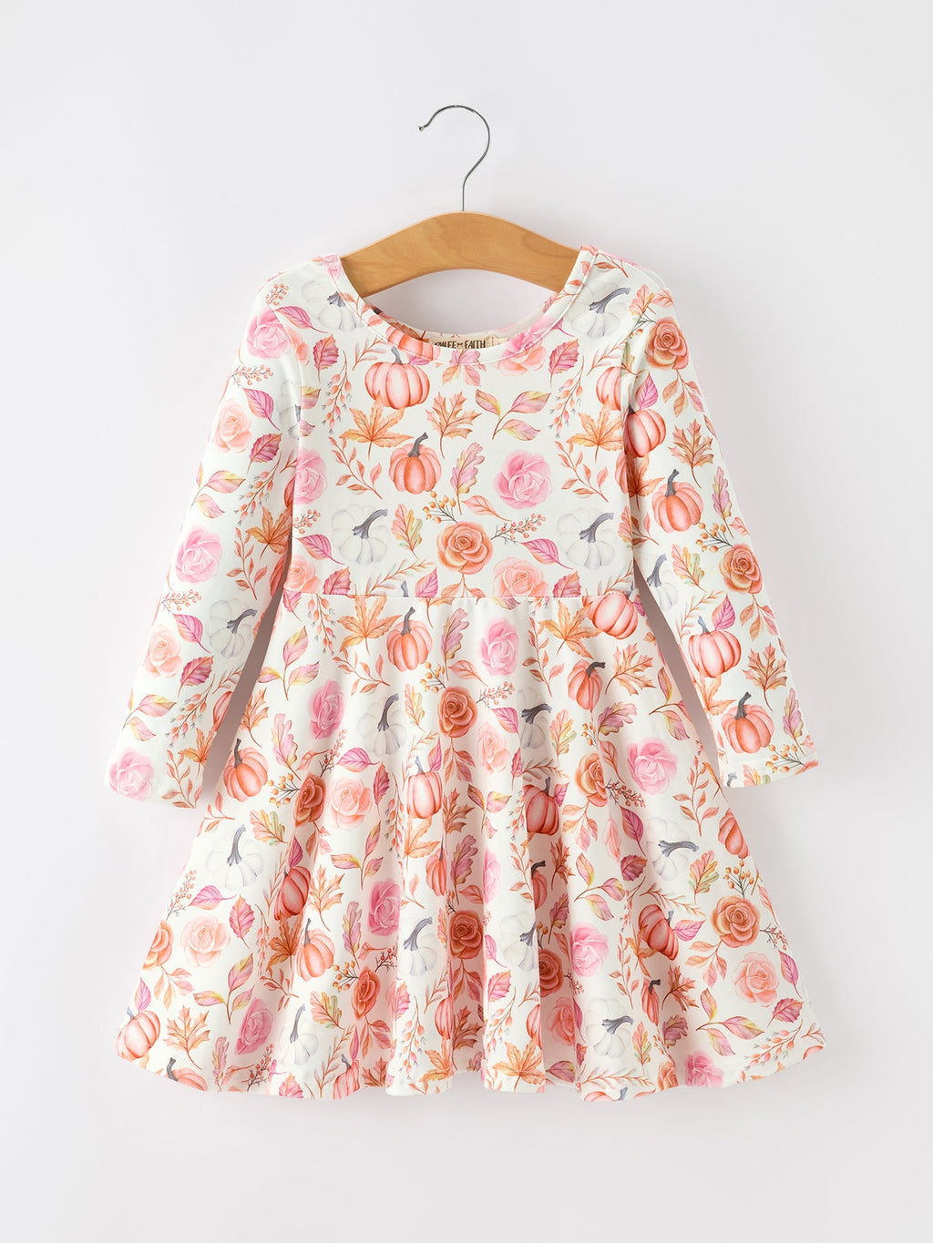 Fall Pumpkin Floral Girls Twirl Dress