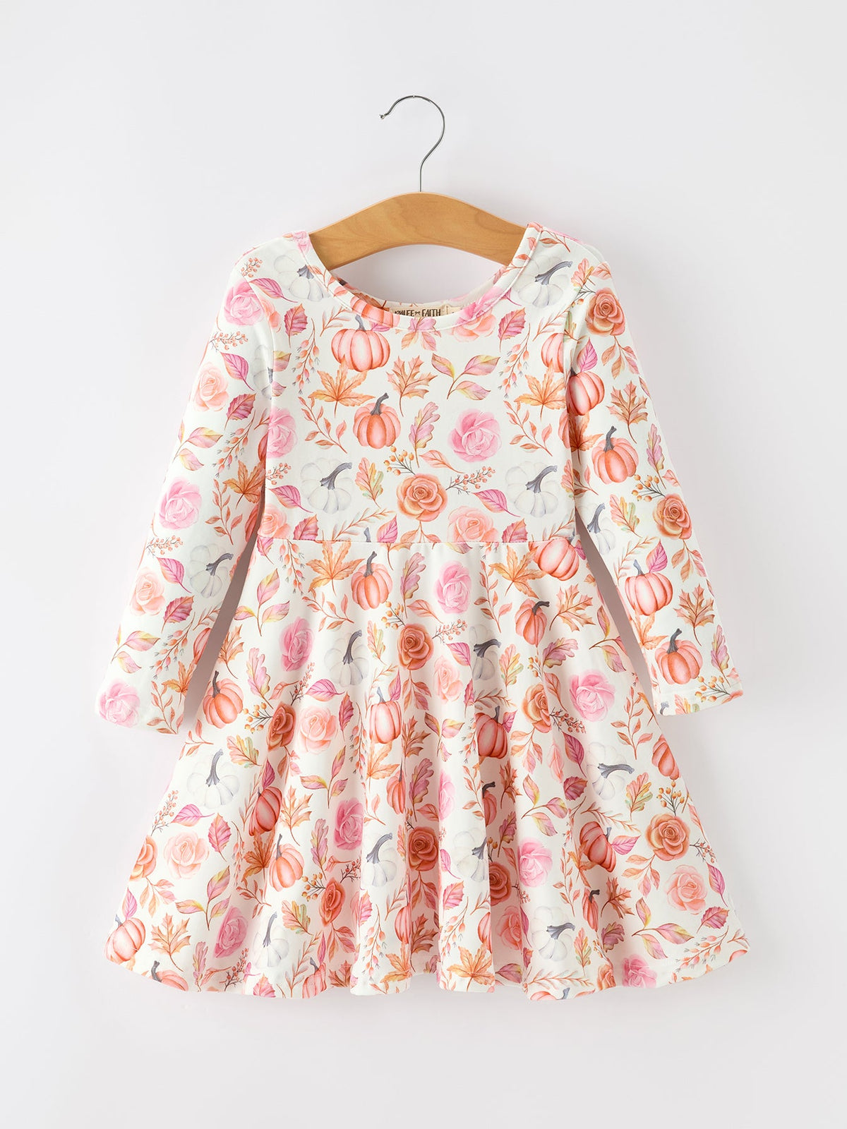Fall Pumpkin Floral Girls Twirl Dress