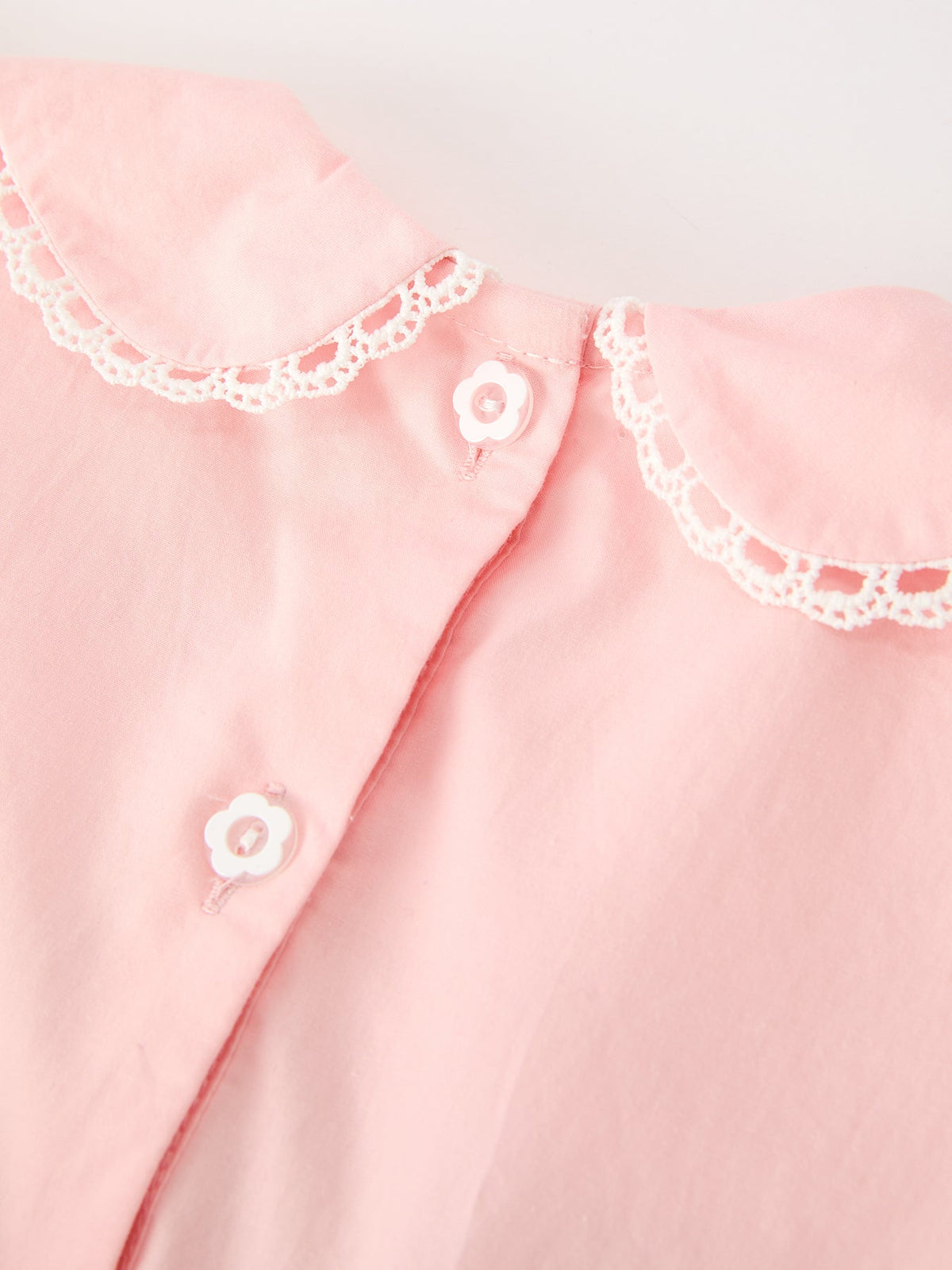 Fall Girls Pink Floral Embroidered Smocked Peter Pan Collar Dress