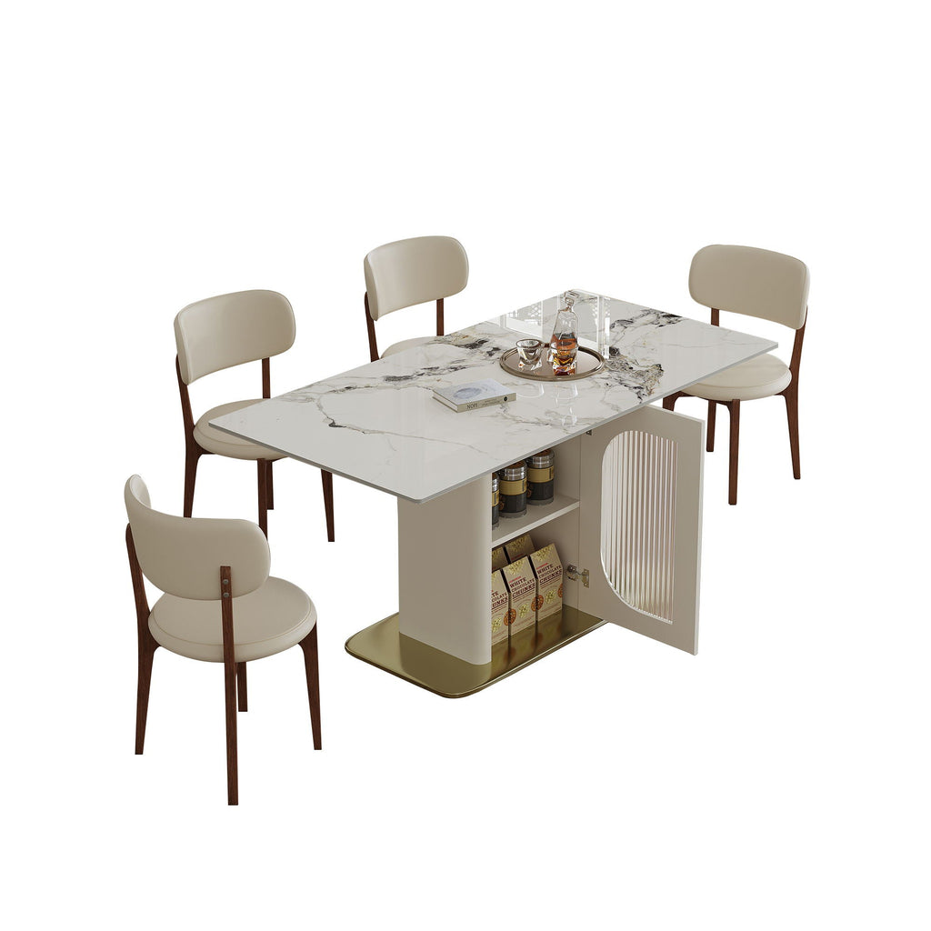 Dining Table Set With Storage, Includes Chairs For Kitchen