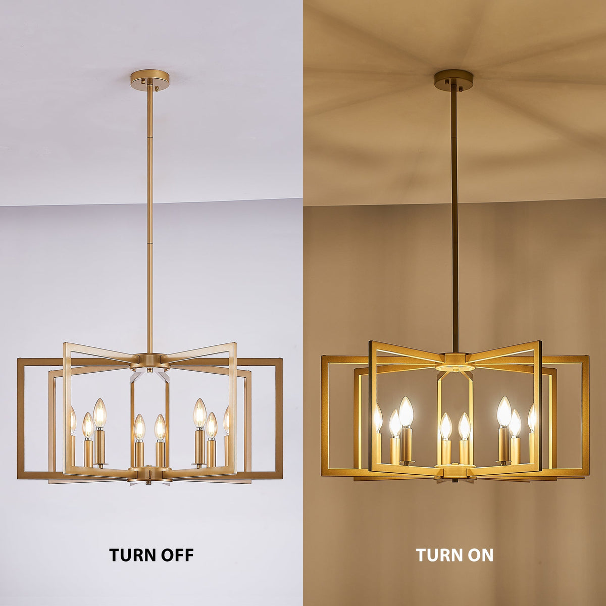 27' Modern Golden Geometric 8-Light Chandelier