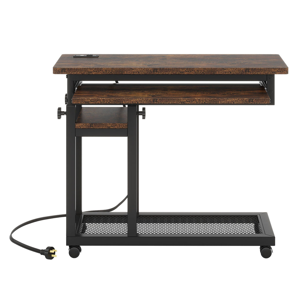 Adjustable Portable C-Shaped Desk With Power Outlet & USB Ports