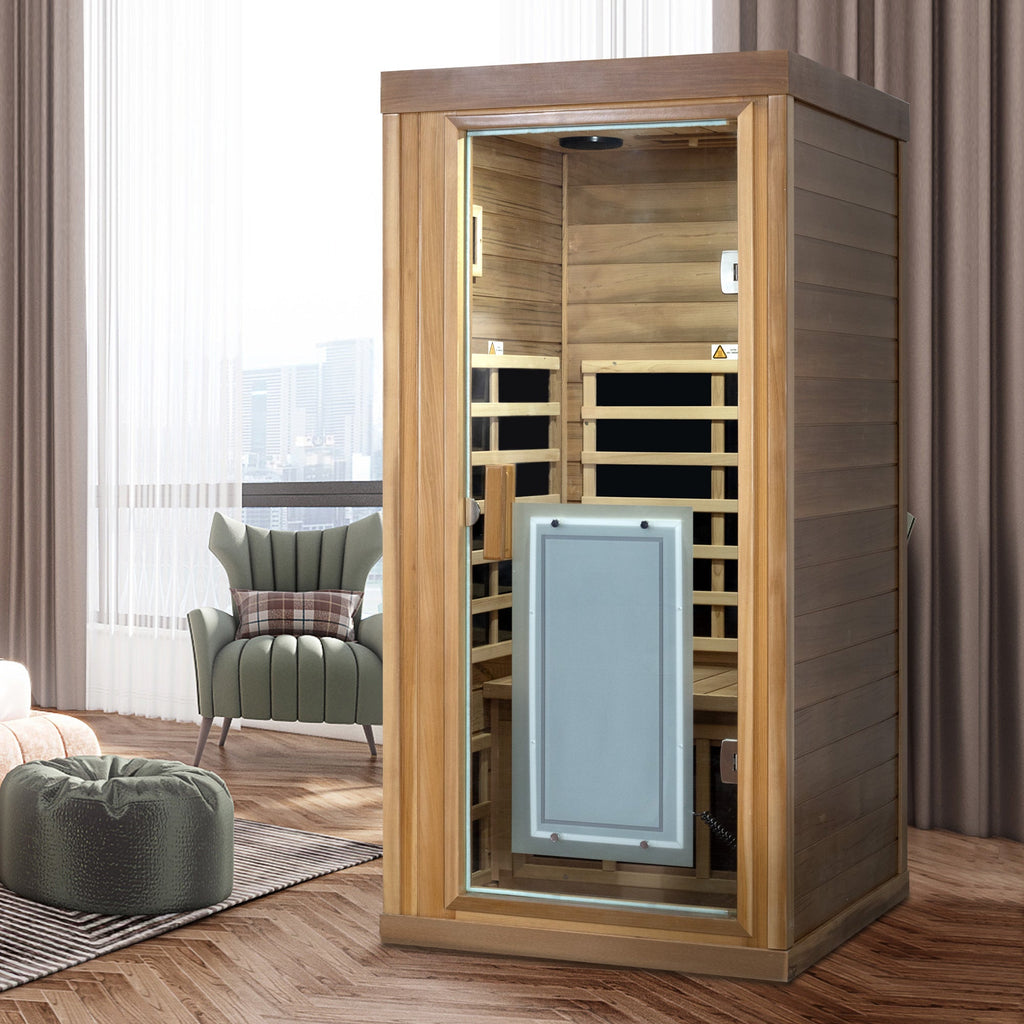 One person Far infrared red cedar standard indoor sauna room (Front & Rear & Left & Right)