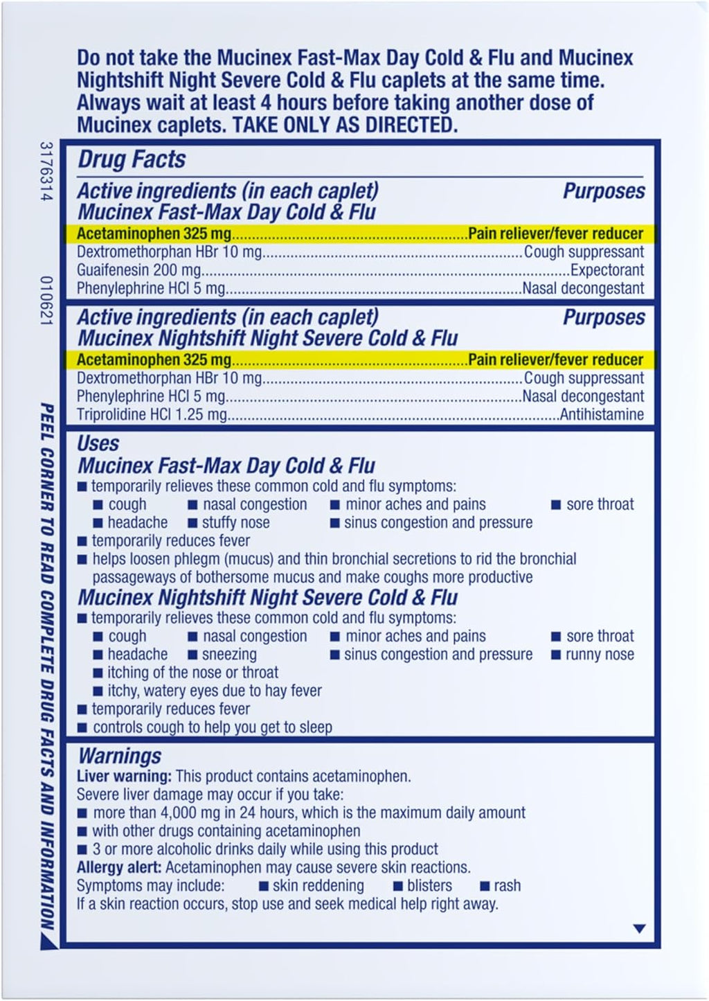 Fast-Max Day Cold and Flu & Nightshift Night Severe Cold and Flu Medicine for Adults, Day/Night Combo Pack for Fever, Sore Throat Relief, Decongestant, Cough & Cold Medicines, 40 Caplets