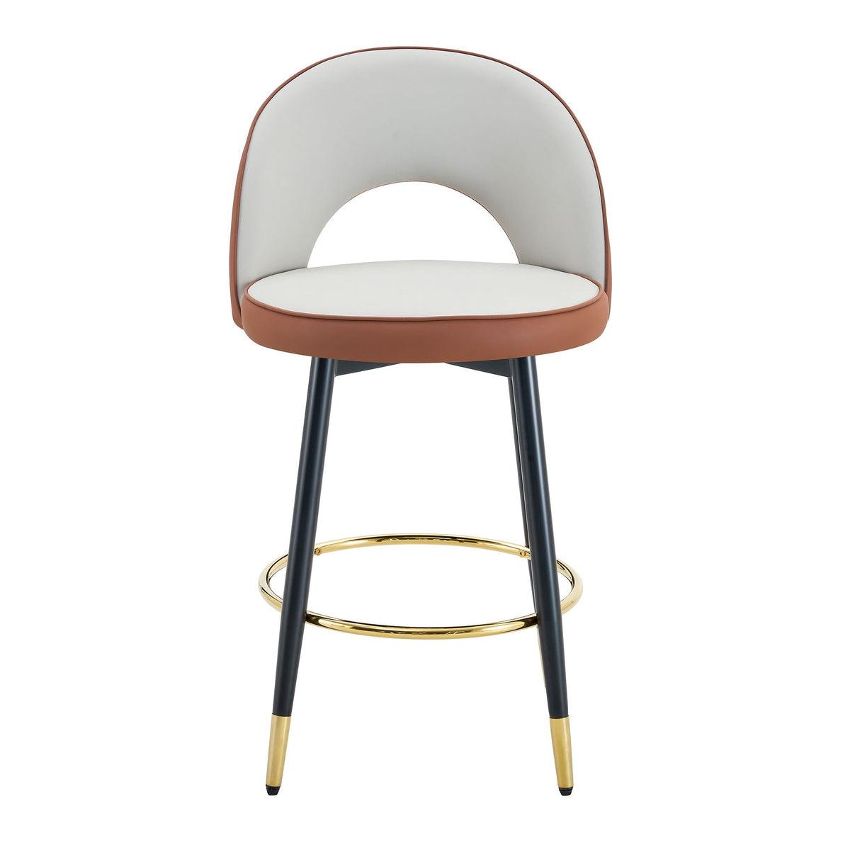 Upholstered Rotatable Bar Chair With Metal Legs For Dining Room