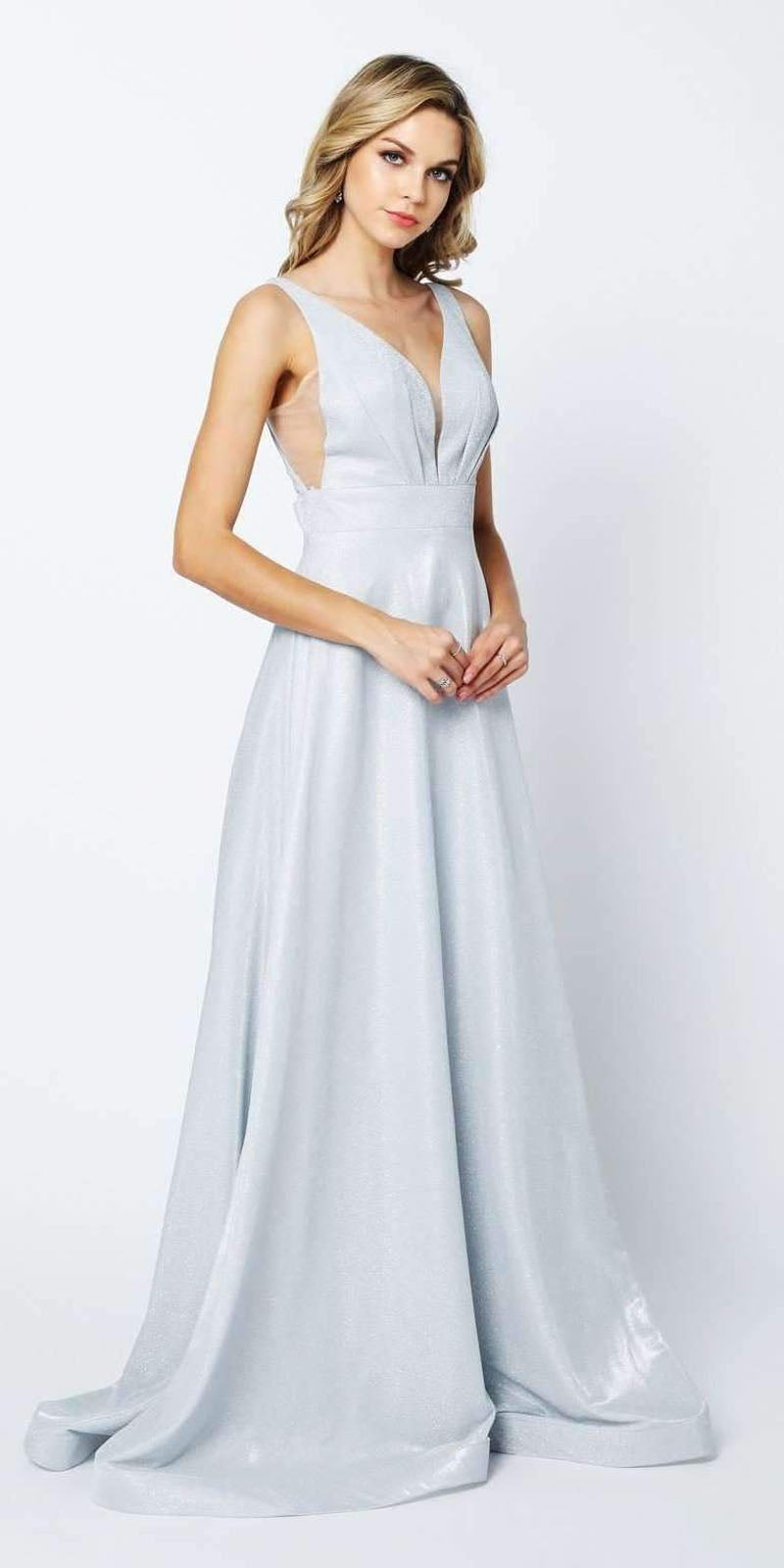 Juliet 208 Cut-Out Strappy Back Glitter Long Dress