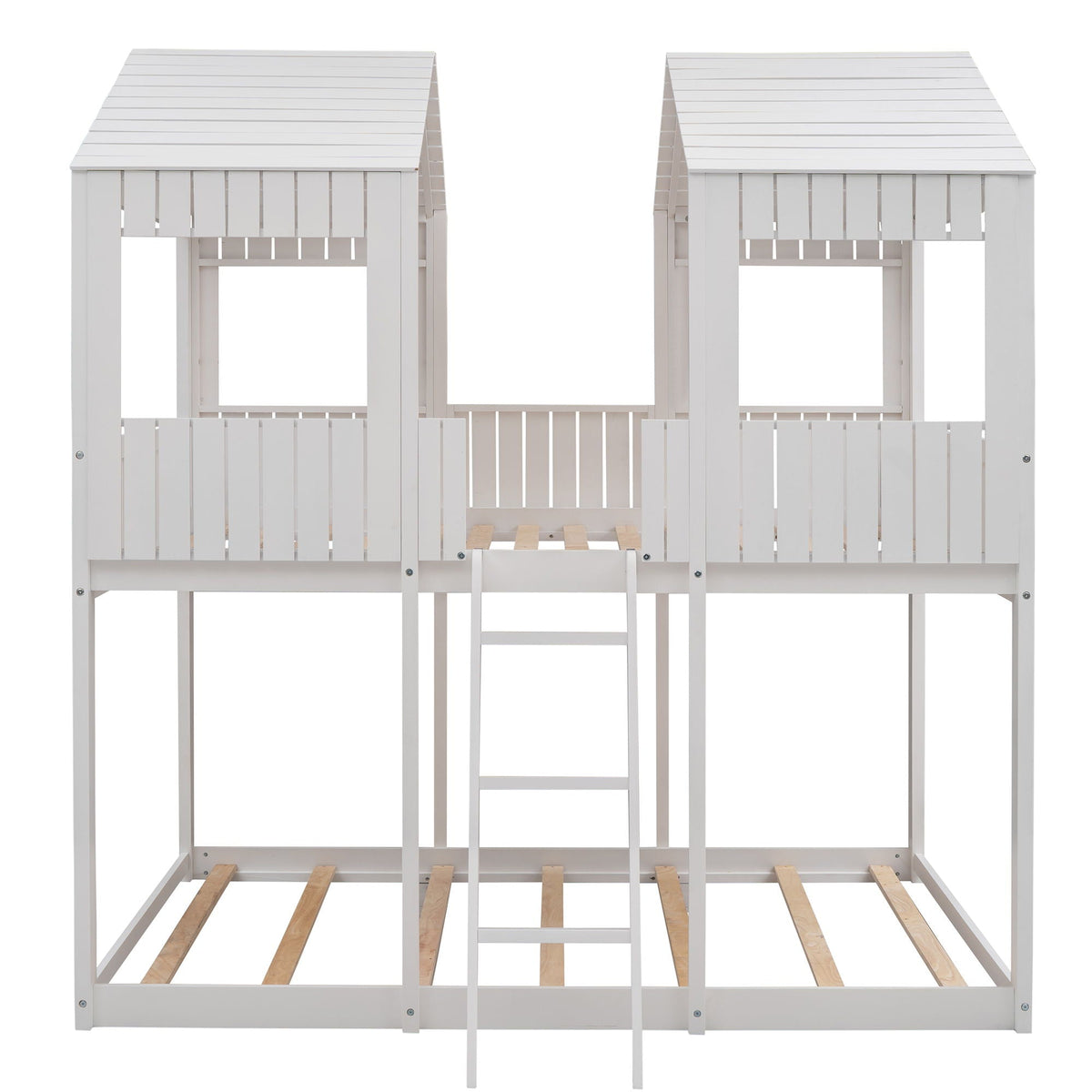 Bunk Bed With Roof, Window, Guardrail, Ladder