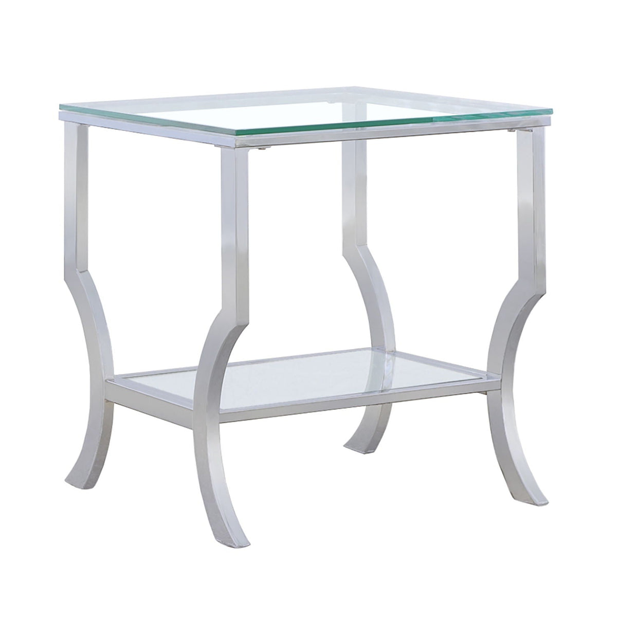 Porch & Den - Square Top End Table Elegance Glass - Chrome