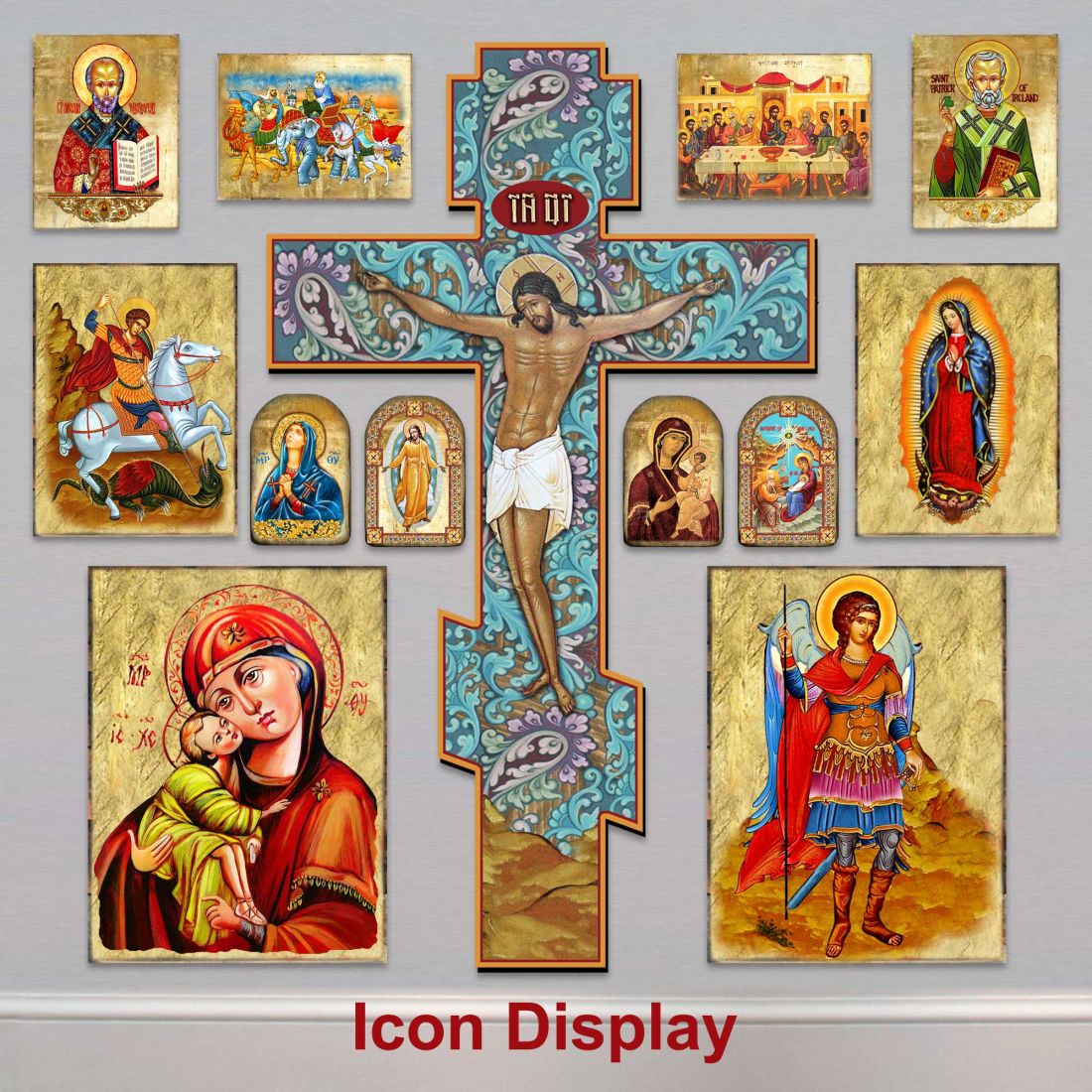 Saint Patrick Wooden Gold Plated Religious Celtic Sacred Icon - Inspirational Icon Decor - 86060