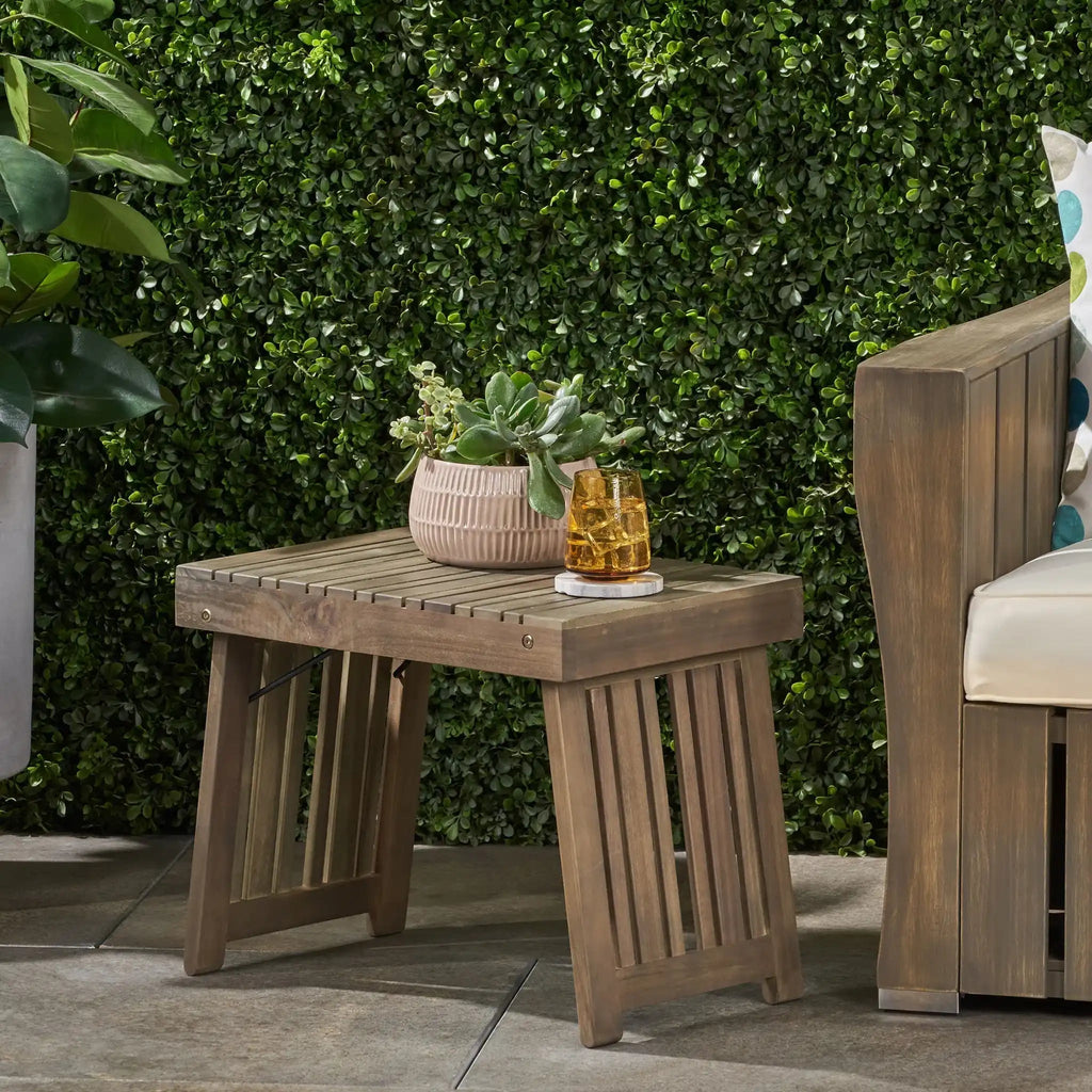 Temptation Outdoor Foldable Side Table With Slat Design