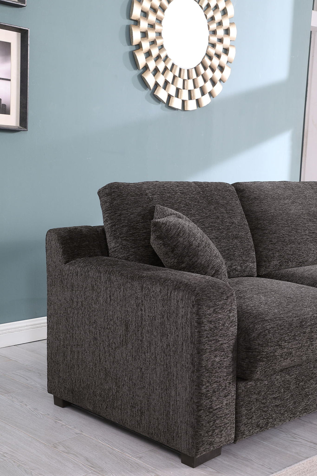 Celine - Corner Sectional Sofa With Right Facing Chaise, Cupholders, And Charging Ports - Gray