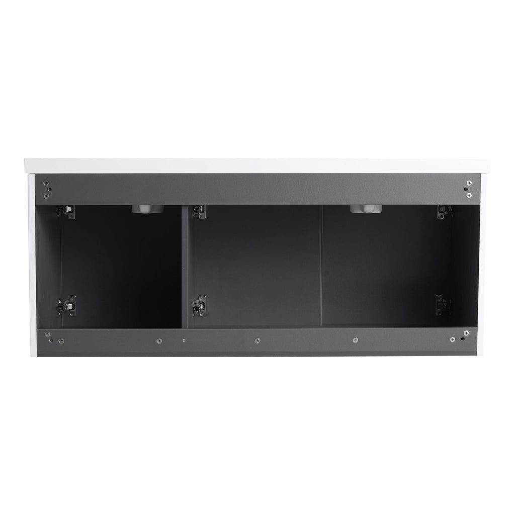 Contemporary Wall Mounted Bathroom Vanity With Resin Double Sink
