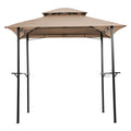 Outdoor Grill Gazebo With Double Tier Soft Top Canopy, Steel Frame, Bar Counters & Hook
