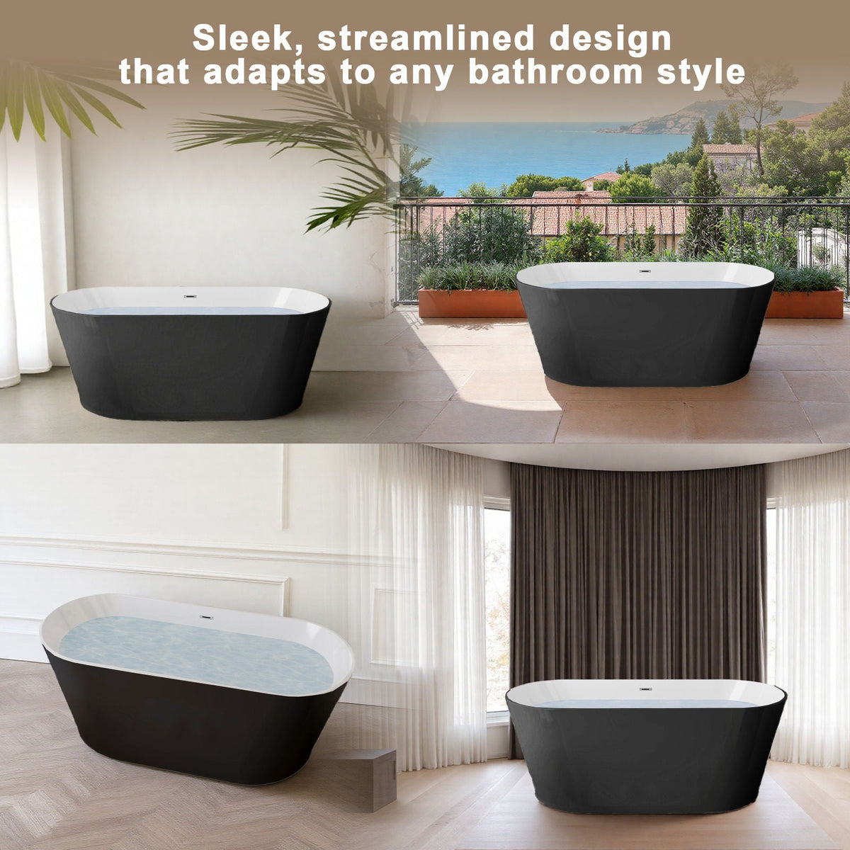 Glossy Freestanding Bathtub With Toe Tap Drain