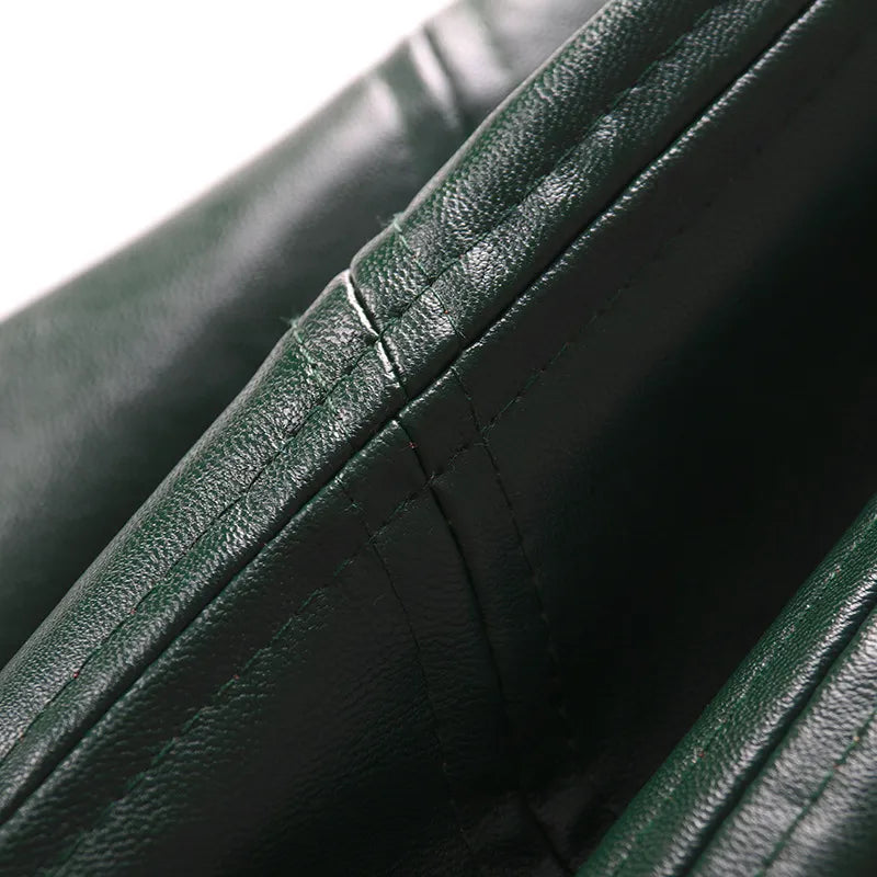 Retro High-Waist Leather Midi Skirt – A-Line Faux Leather Skirt