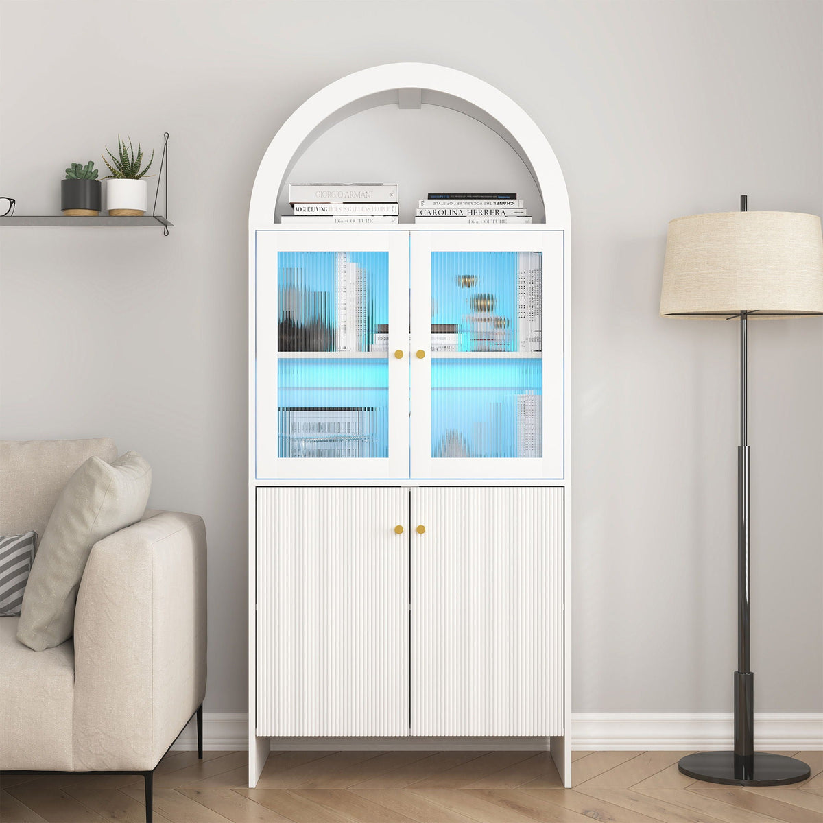 Modern Tech Inspired Dome Cabinet With LED Lighting