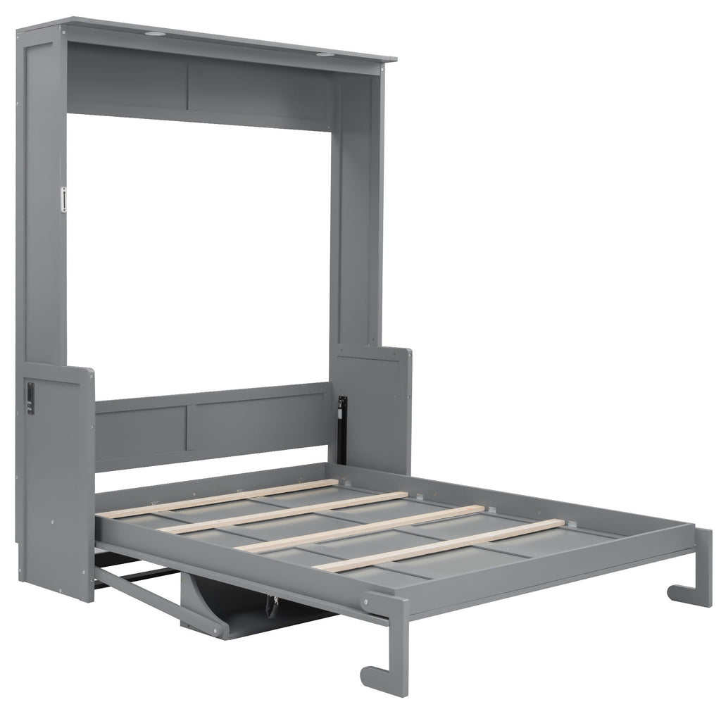 Murphy Bed With Desk, LED Lights & USB Charging Station