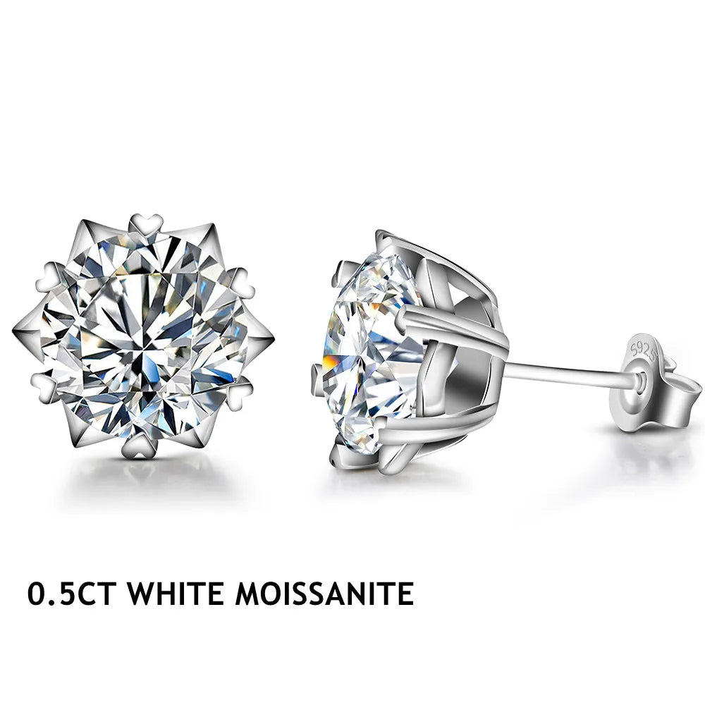 Classic 100% 925 Sterling Silver 2.0CT Moissanite Gemstone Anniversary Wedding Earrings Fine Jewelry Gift Wholesale