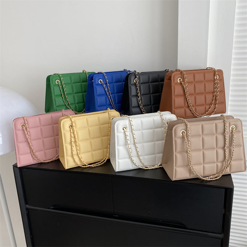 Plaid Bag Womens Small Diamond-Pattern Embroidered Grid Shoulder Bag
