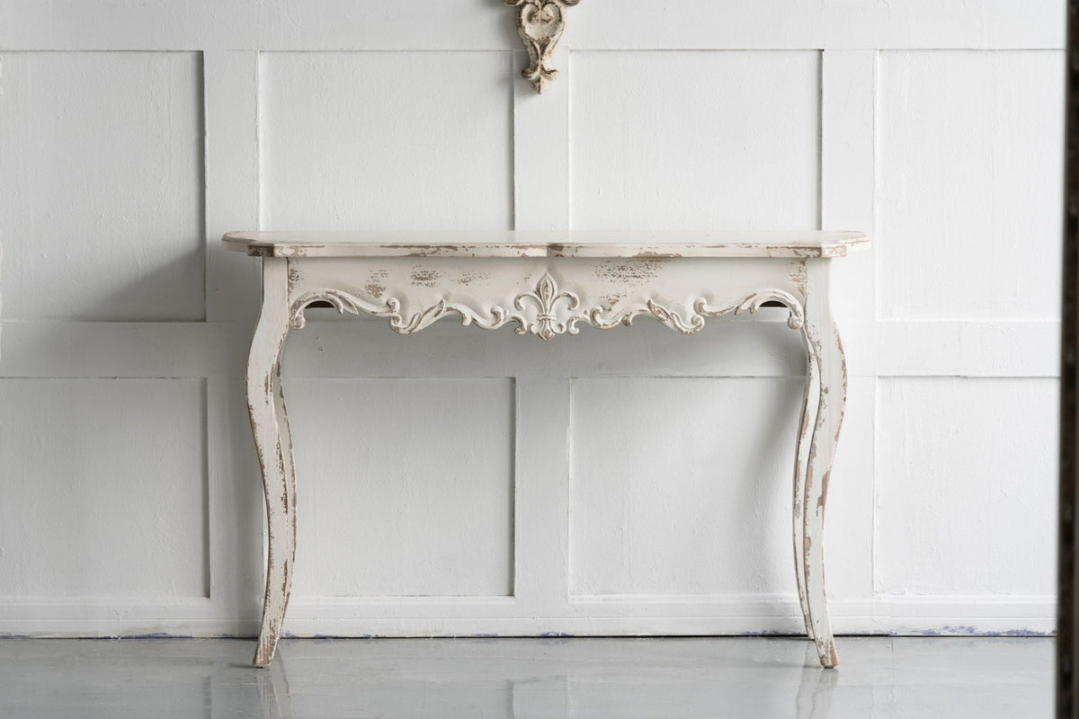 Slimline wash Console Table, For Hallway Living Room Bedroom - White Washed