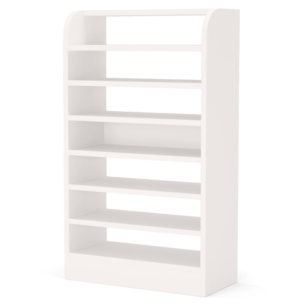8 Tier Tall Shoe Rack, Wooden Shoe Storage Cabinet, Entryway Organizer - White