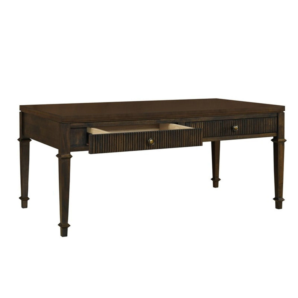 Fluted 2 Drawer Coffee Table - Brown