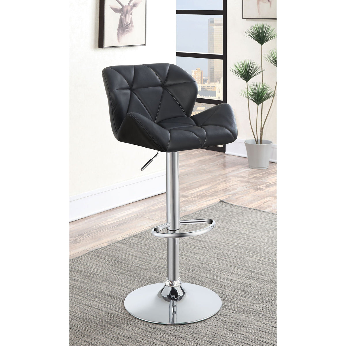 Adjustable Bar Stool With Height-Adjustable Base (Set of 2)