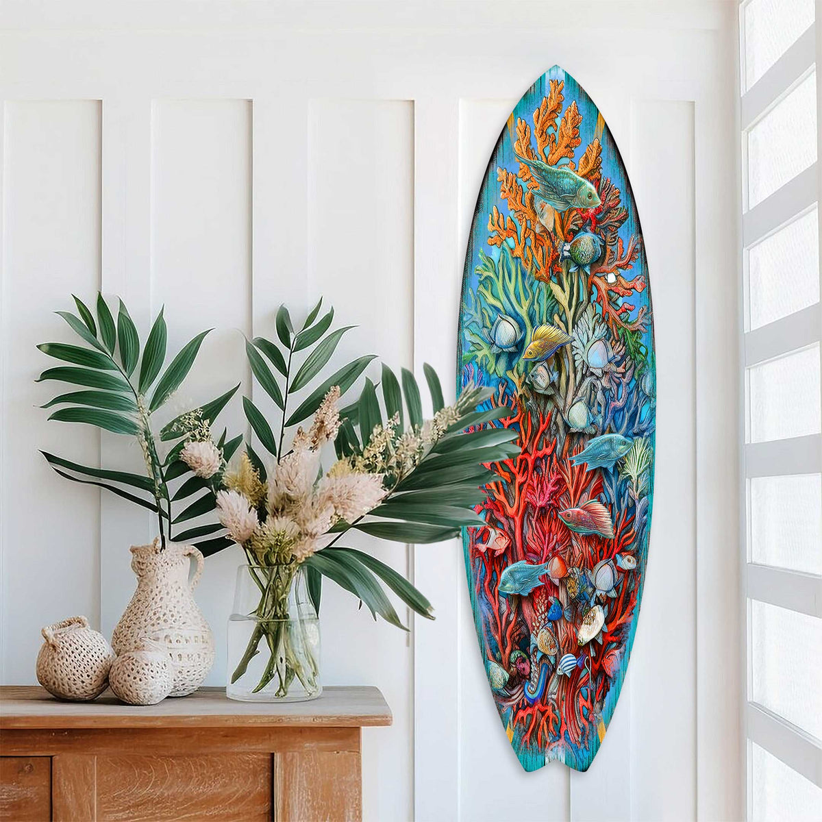 Surfboard Coastal Wall Art - Underwater Life Wall Art by G. DeBrekht - Coastal Holiday Decor - 8490135HS