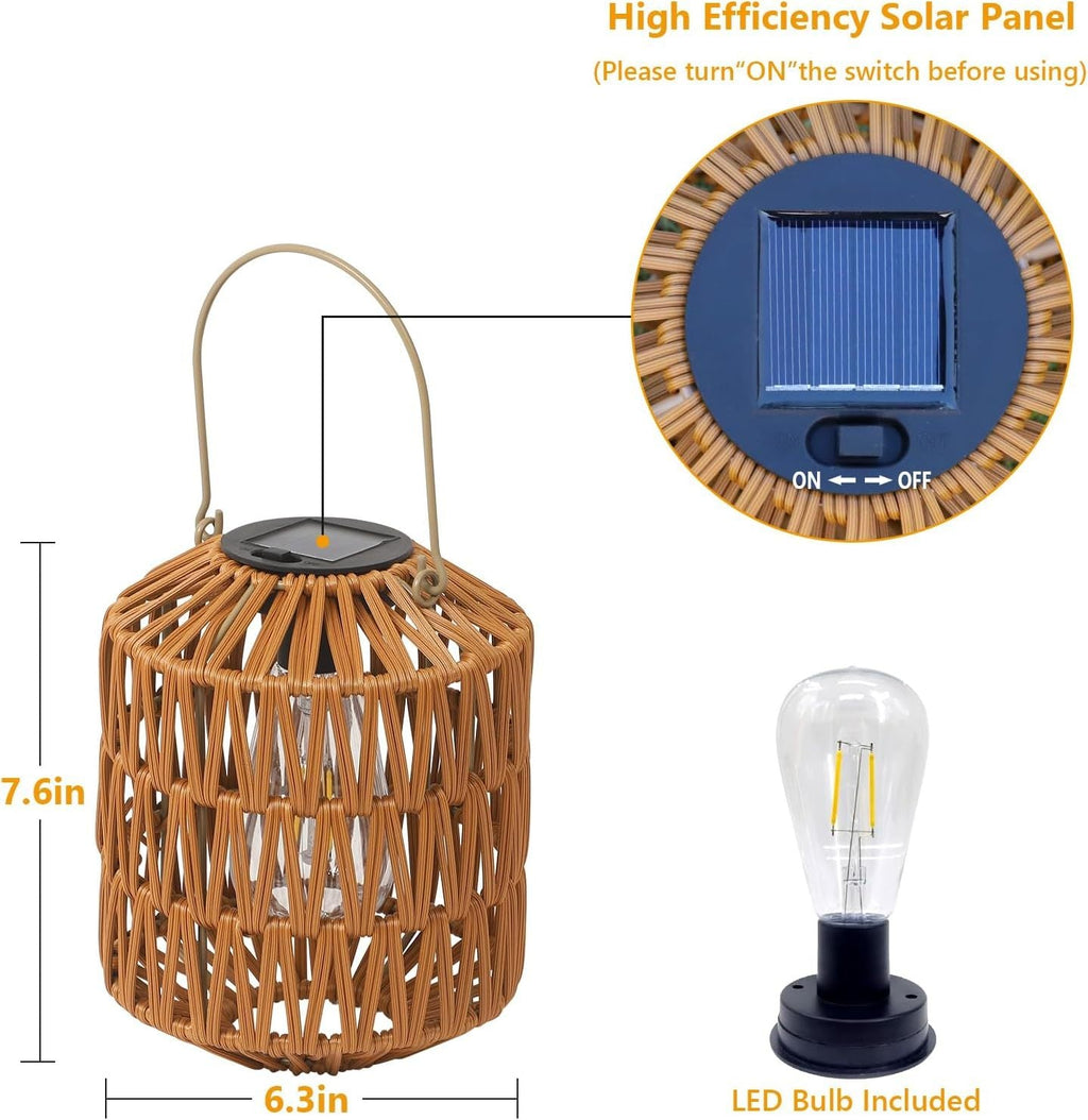 2 Pack Solar Lanterns Outdoor Waterproof