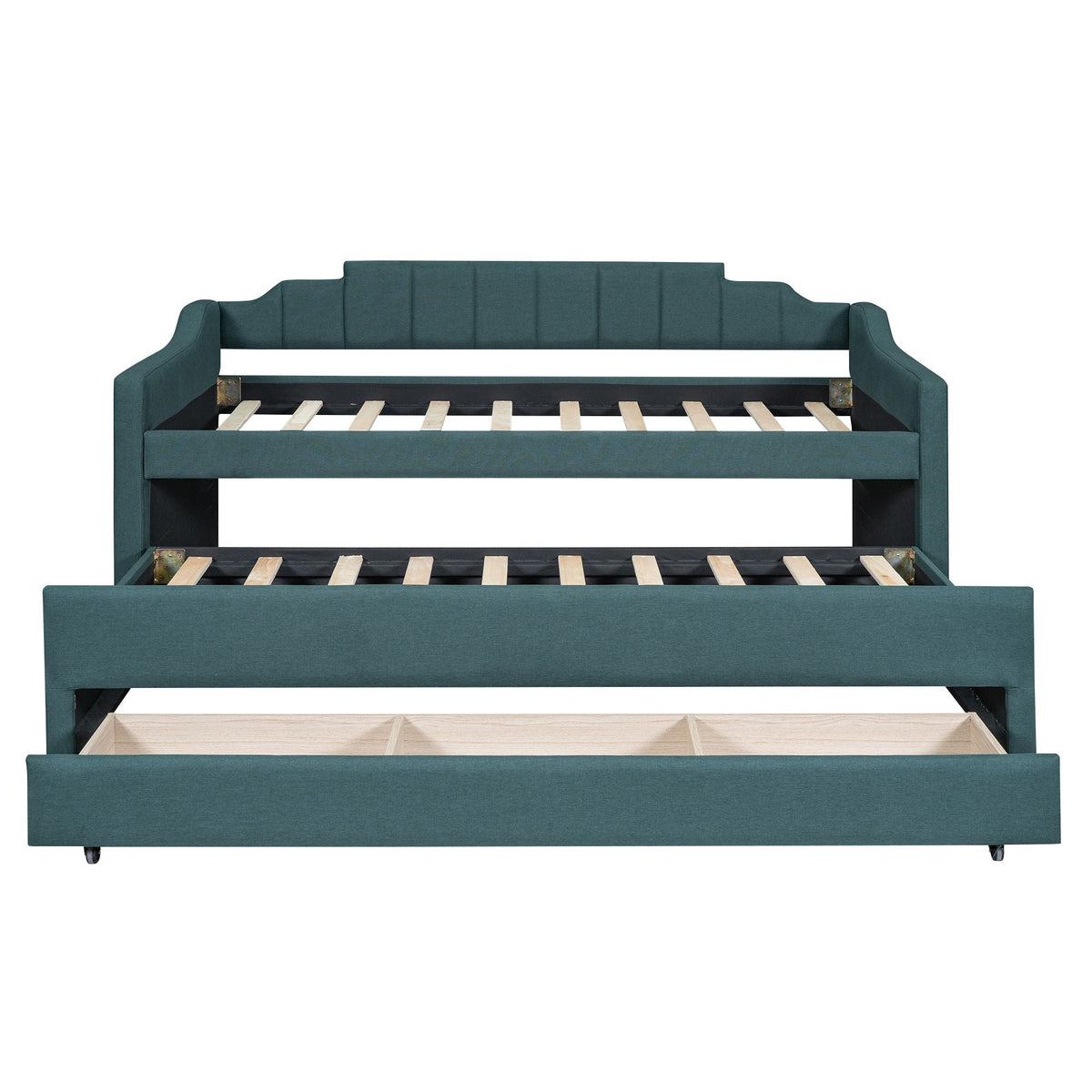Upholstered Simple Design Daybed With Trundle And 3 Drawers