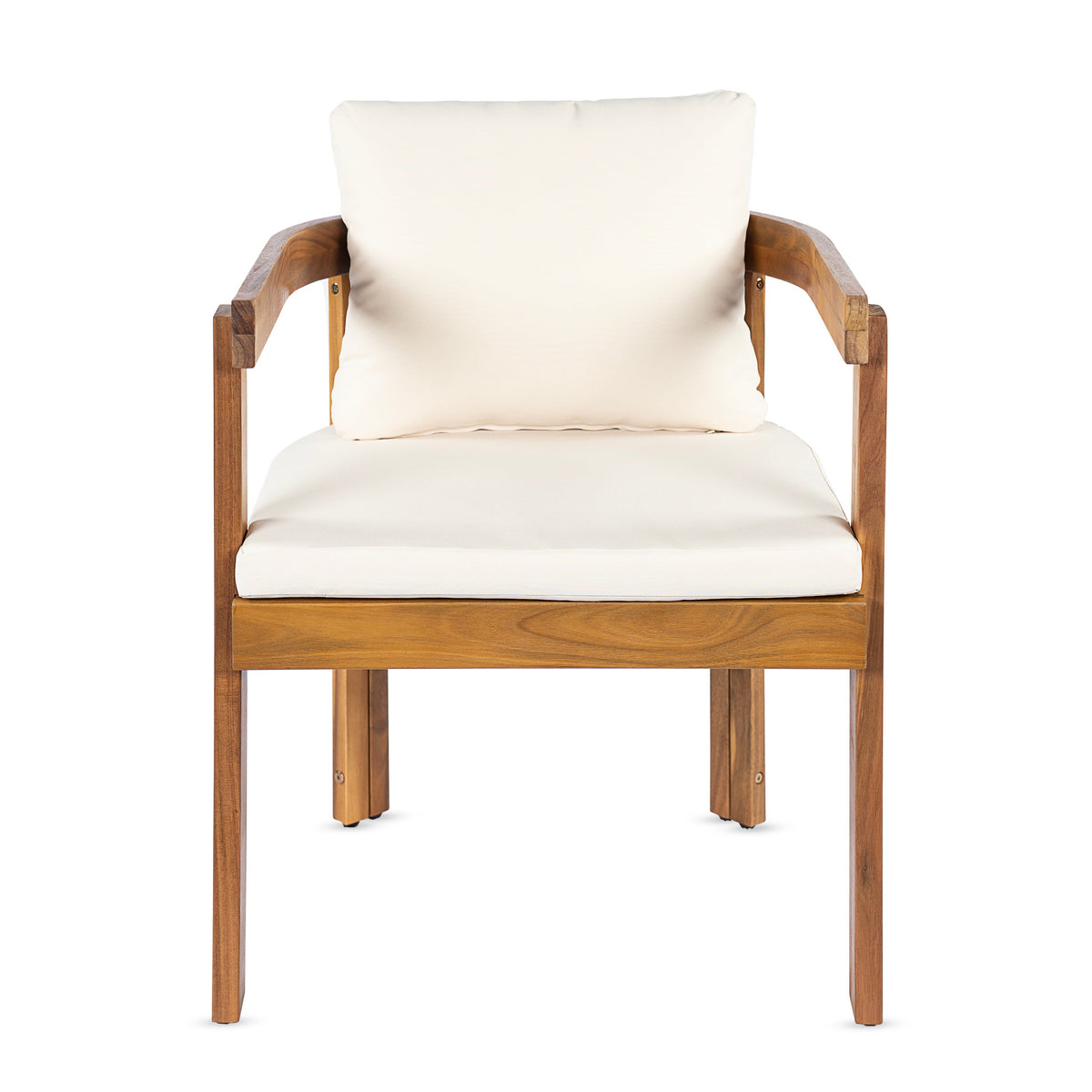 7 Pieces Acacia Wood Outdoor Dining Set with Cream Cushions