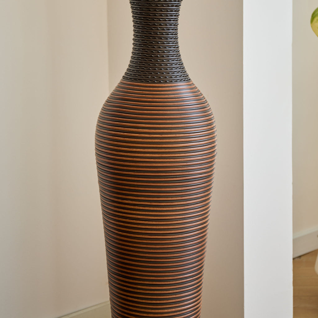 Tall Standing Designer Floor Vases With Elegant 2 Tone Finishes Ideal For Decorating Living Rooms, Bedrooms, Entryways Perfect For Decorating Your Home - Black / Gray