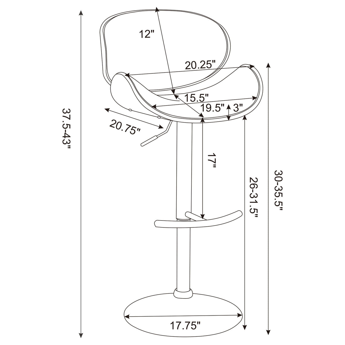 Adjustable Bar Stool With Upholstery - Ivory