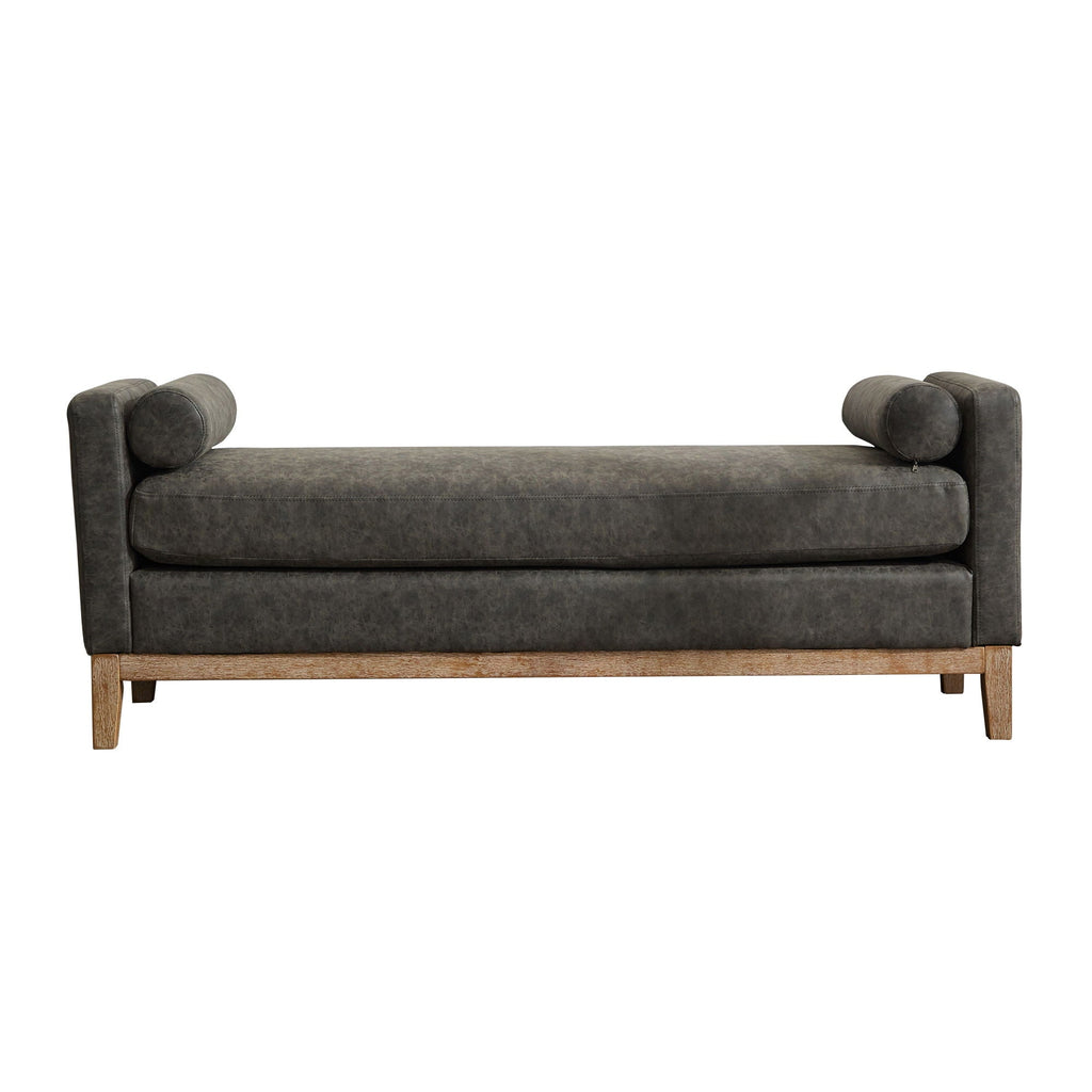 Elegant Upholstered Bench Daybed Ottoman With Bolster Pillows