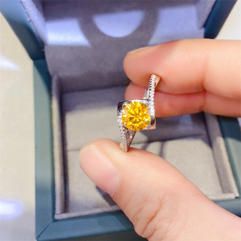1 Carat Yellow Brilliant Round Cut Sparkala™ Pure Sterling Silver Ring