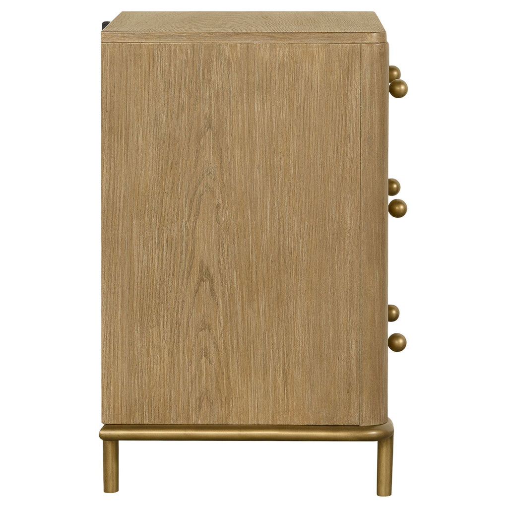 3 Drawer Nightstand With USB Ports - Brown