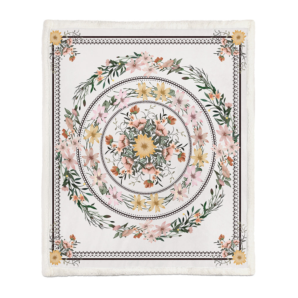 Chinese Floral Flannel Blanket – Soft Printed Throw in Multiple Sizes