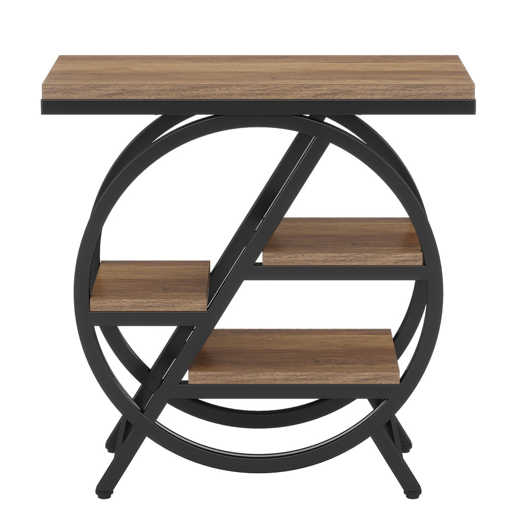 Modern Narrow End Table With 3 Tier Shelves