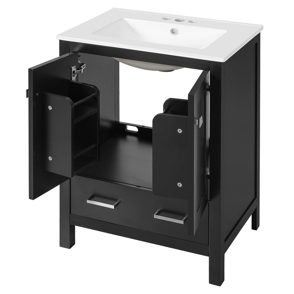 Bathroom Vanity With Integrated Undermount Ceramic Sink, 2 Doors And 1 Drawer, Soft Close Hinges