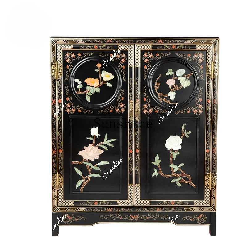 New Chinese Classical Mahogany Door Cabinet – Antique Style Storage Credenza