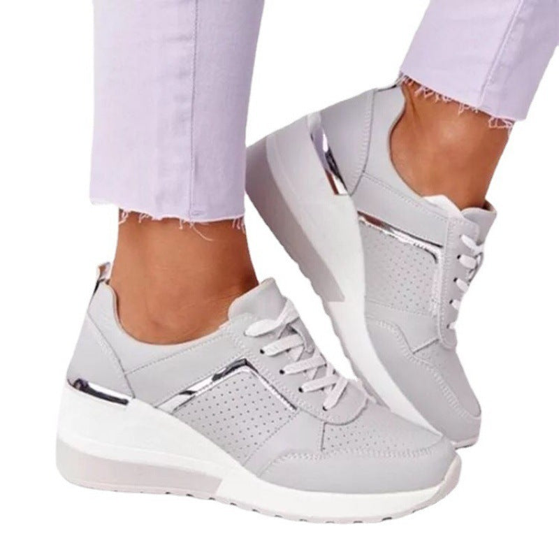 Plus Size Casual Platform Dad Shoes Lace-up Wedge Sports Women